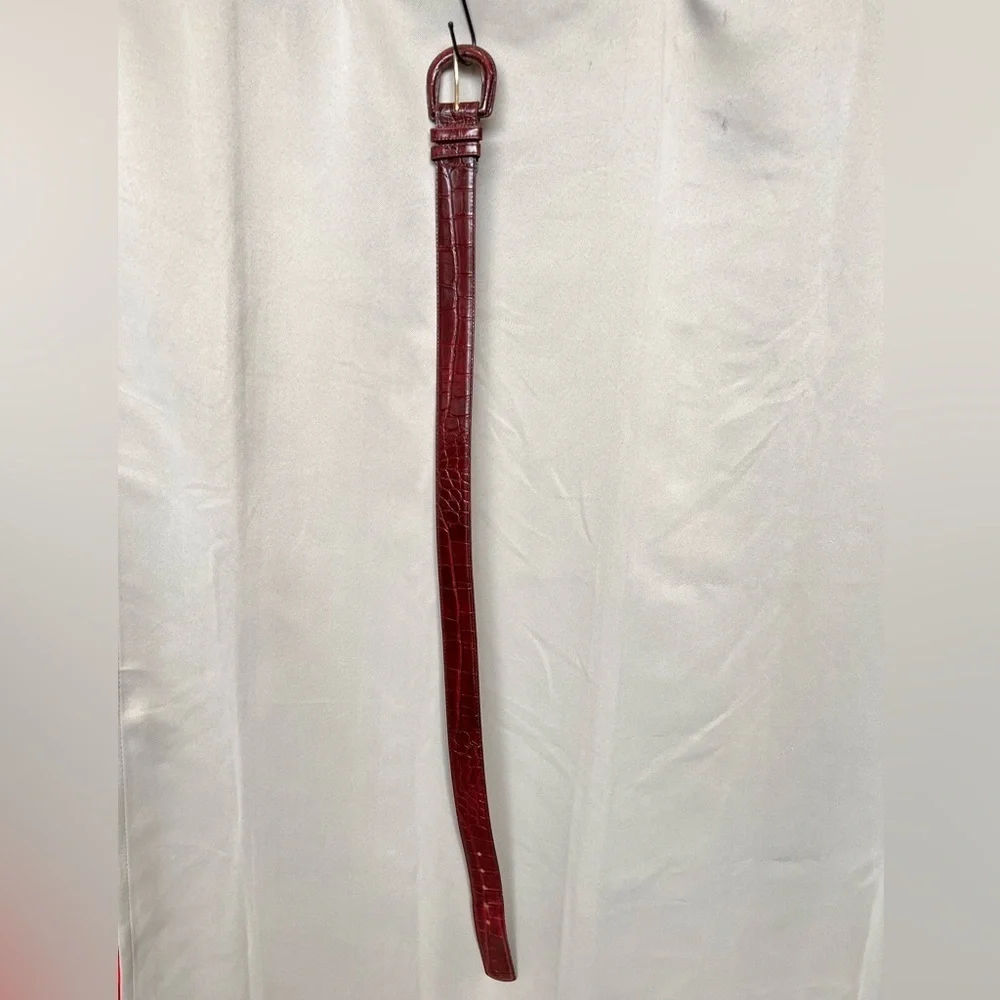 Nordstrom Oxblood Brown Alligator Embossed Leather Belt Size M 30 Made in USA
